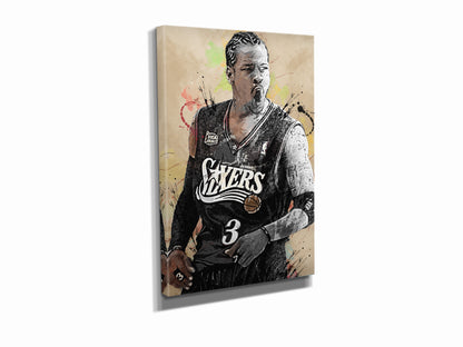 Allen Iverson Poster Philadelphia 76ers Basketball Painting Hand Made Posters Canvas Print Wall Art Man Cave Gift Home Kids Decor