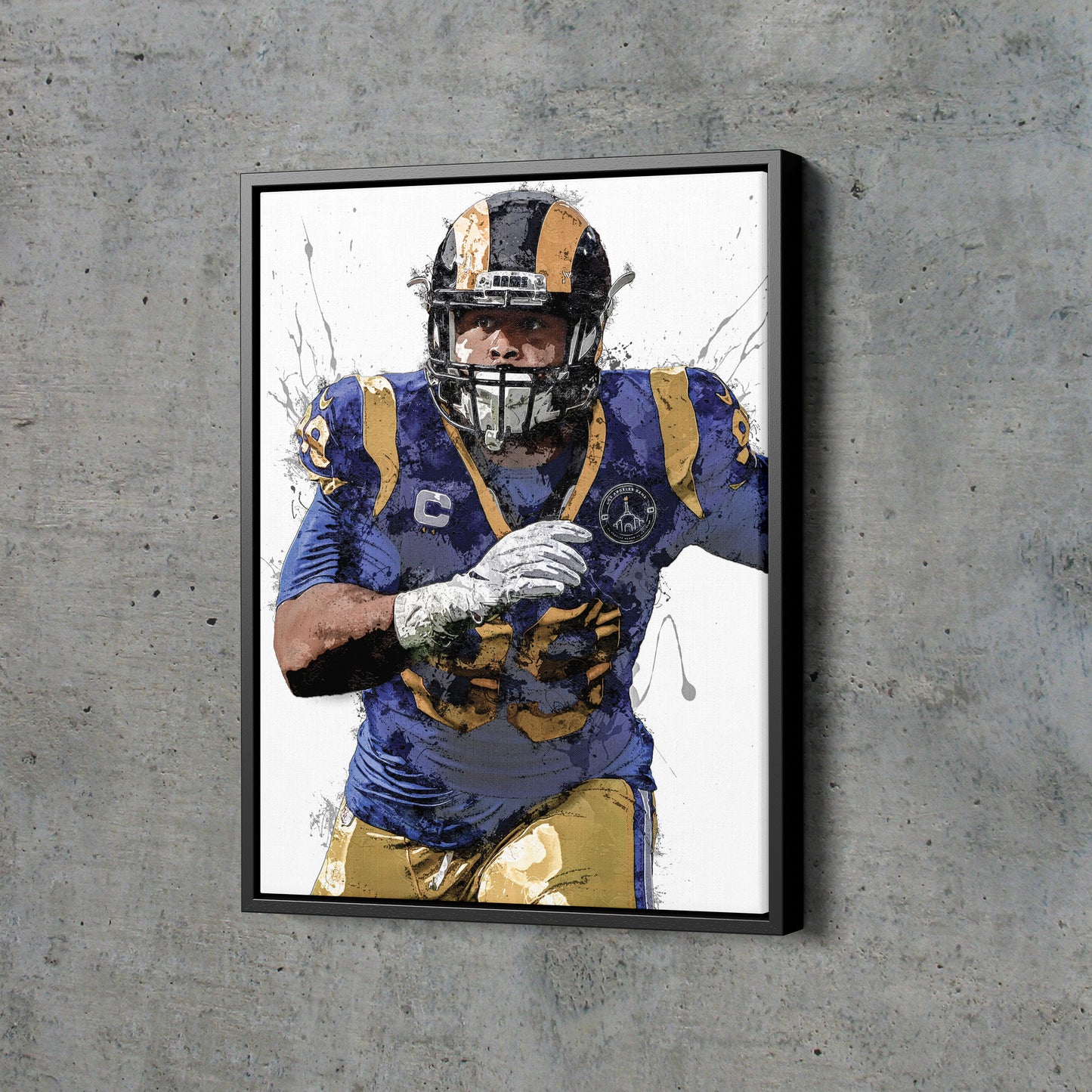 Aaron Donald Poster Los Angeles Rams Painting Football Hand Made Posters Canvas Print Kids Wall Art Home Man Cave Gift Decor