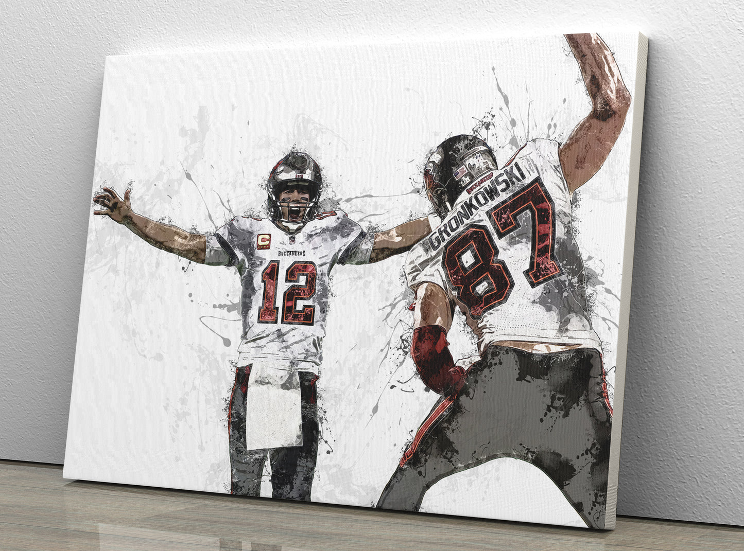 Tom Brady Rob Gronkowski Poster Tampa Bay Buccaneers Football Painting Hand Made Posters Canvas Print Wall Art Man Cave Gift Home Decor