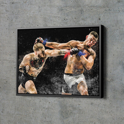 Conor McGregor vs Nate Diaz Poster Mixed Martial Arts Hand Made Posters Canvas Print Wall Art Home Man Cave Gift Decor