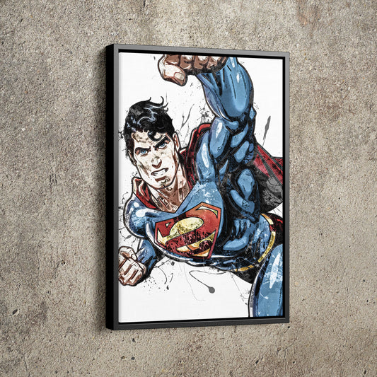 Superman Poster DC Superhero Comics Painting Hand Made Posters Canvas Print Kids Wall Art Man Cave Gift Home Decor