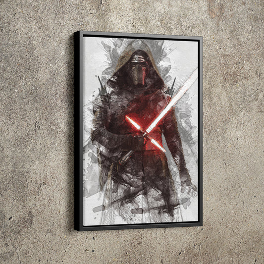 Kylo Ren Poster Star Wars Movie Painting Hand Made Posters Canvas Print Kids Wall Art Man Cave Gift Home Decor