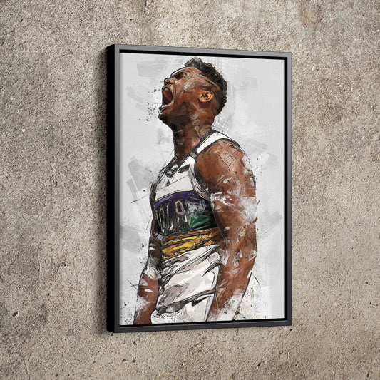 Zion Williamson Poster New Orleans Pelicans Basketball Hand Made Posters Canvas Print Wall Art Home Decor