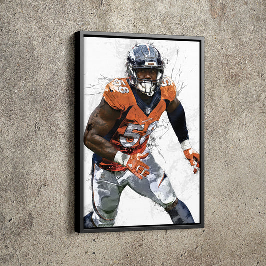 Von Miller Poster Denver Broncos Football Painting Hand Made Posters Canvas Print Kids Wall Art Man Cave Gift Home Decor