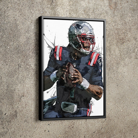 Cam Newton Art Poster New England Patriots Football Hand Made Posters Canvas Print Kids Wall Art Home Man Cave Gift Decor