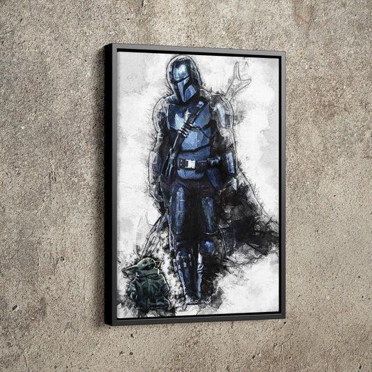 The Mandalorian Baby Yoda Poster Star Wars Movie Painting Hand Made Posters Canvas Print Kids Wall Art Man Cave Gift Home Decor
