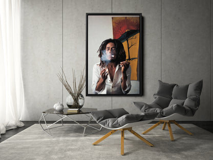 Bob Marley Poster Singer Smoking Hand Made Poster Canvas Print Wall Art Home Decor