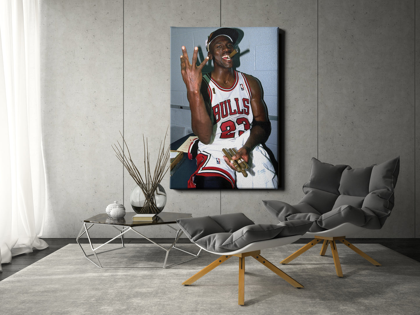 Michael Jordan Smoking Poster Chicago Bulls Basketball Hand Made Posters Canvas Print Wall Art Home Decor