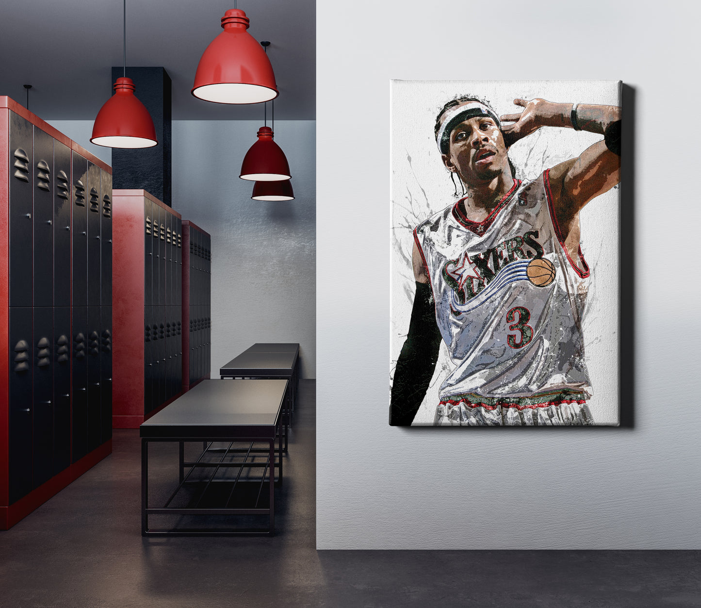 Allen Iverson Art Poster Philadelphia 76ers Basketball Hand Made Posters Canvas Print Kids Wall Art Man Cave Gift Home Decor