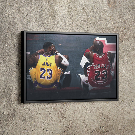 Michael Jordan and LeBron James Poster Lakers Bulls Basketball Hand Made Posters Canvas Print Wall Art Home Decor