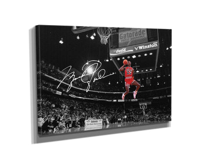 Michael Jordan Autographed Poster Slam Dunk Chicago Bulls Basketball Hand Made Posters Man Cave Gift Canvas Print Wall Art Home Decor