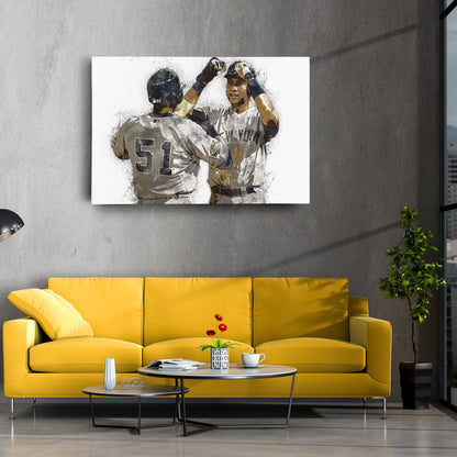 Derek Jeter & Bernie Williams Canvas Art – New York Yankees Wall Decor