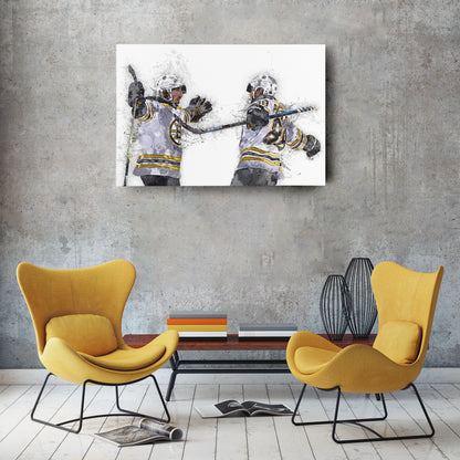 Brad Marchand & David Pastrnak Canvas Art – Boston Bruins Wall Decor
