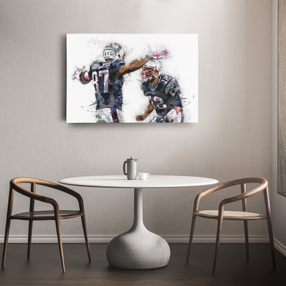 Tom Brady & Rob Gronkowski Canvas Art – New England Patriots Wall Decor