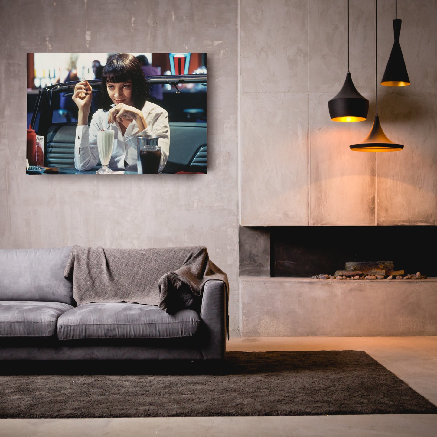 Pulp Fiction Canvas – Uma Thurman Mia Wallace Milkshake Movie Wall Art
