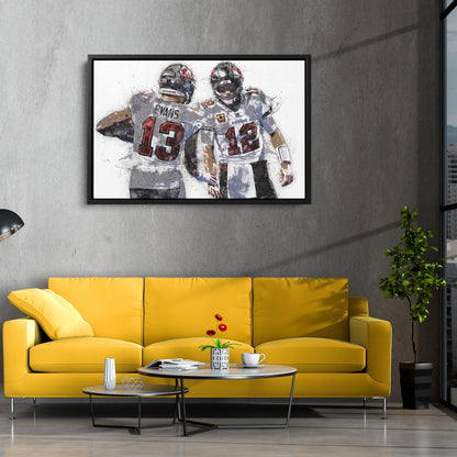 Mike Evans & Tom Brady Canvas Art – Tampa Bay Buccaneers Wall Decor