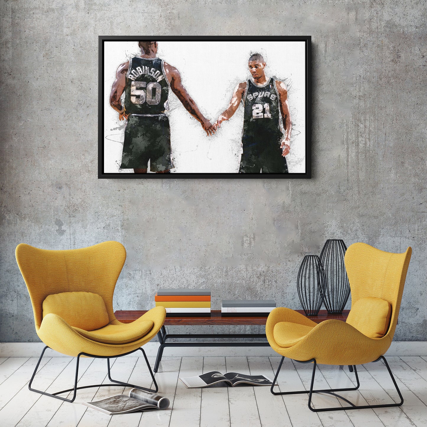 Tim Duncan & David Robinson Canvas Art – San Antonio Spurs Wall Decor