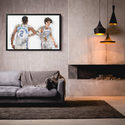 Shai Gilgeous-Alexander & Josh Giddey Canvas Art – Oklahoma City Thunder Wall Decor