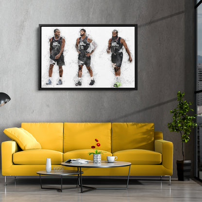 Kawhi Leonard, Paul George & James Harden Canvas Art - LA Clippers Wall Decor