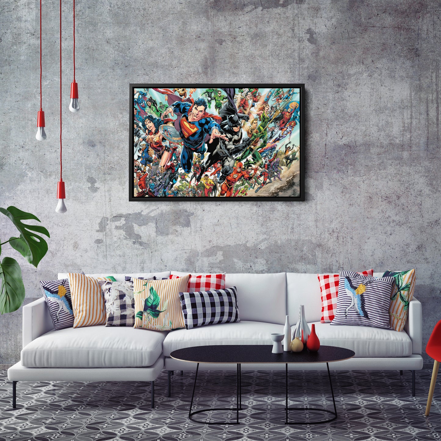 DC Superheroes Canvas Wall Art – Comics Print for Kids Room