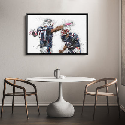 Tom Brady & Rob Gronkowski Canvas Art – New England Patriots Wall Decor