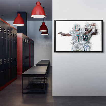 Tua Tagovailoa & Tyreek Hill Canvas Art – Miami Dolphins Wall Decor
