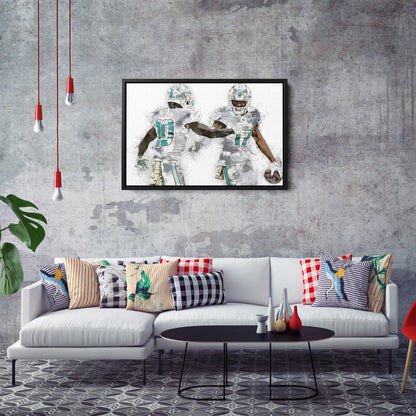 Tyreek Hill & Jaylen Waddle Canvas Art – Miami Dolphins Wall Decor