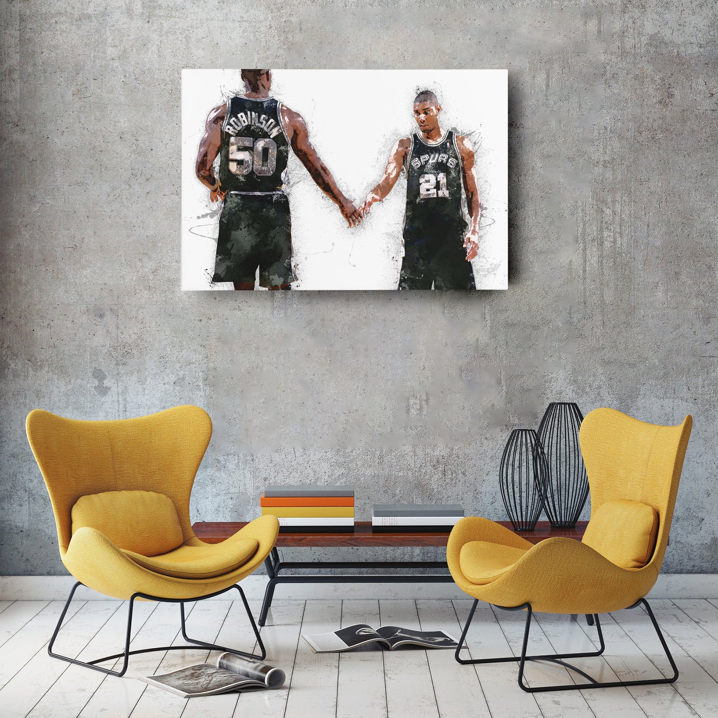 Tim Duncan & David Robinson Canvas Art – San Antonio Spurs Wall Decor