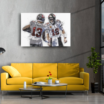 Mike Evans & Tom Brady Canvas Art – Tampa Bay Buccaneers Wall Decor