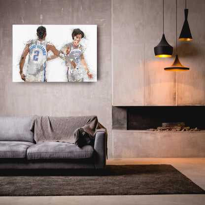 Shai Gilgeous-Alexander & Josh Giddey Canvas Art – Oklahoma City Thunder Wall Decor