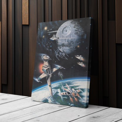 Death Star, Star Destroyer, Battle, TIE Interceptor Canvas Wall Art Decor - Star Wars Epic Art
