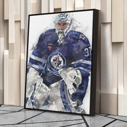 Connor Hellebuyck Canvas Art – Winnipeg Jets Wall Decor