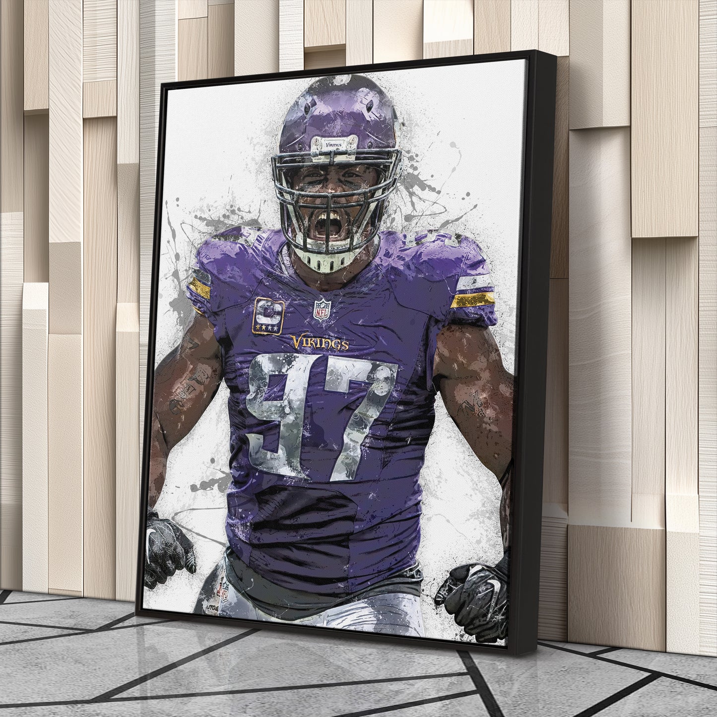 Everson Griffen Canvas Art – Minnesota Vikings Wall Decor