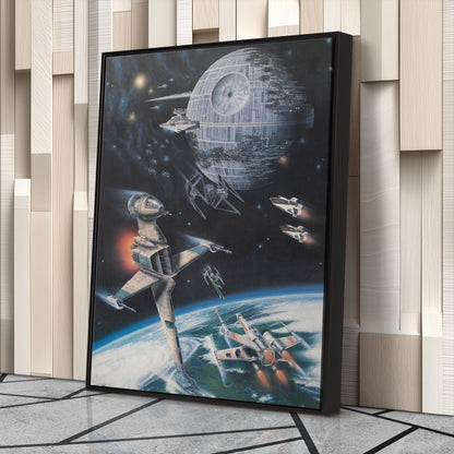 Death Star, Star Destroyer, Battle, TIE Interceptor Canvas Wall Art Decor - Star Wars Epic Art