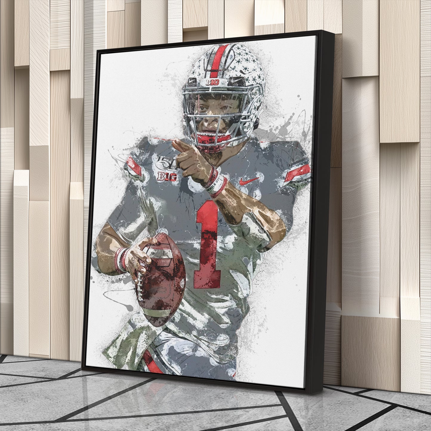 Justin Fields Canvas Art – Ohio State Buckeyes Wall Decor