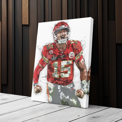 Patrick Mahomes Canvas Art – Kansas City Chiefs Wall Decor