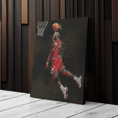 Michael Jordan Slam Dunk Canvas – Chicago Bulls Basketball Wall Art for Home & Man Cave