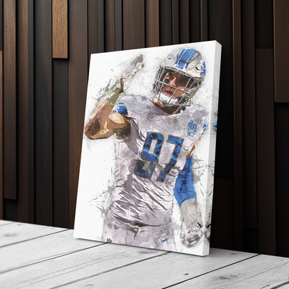 Aidan Hutchinson Canvas Art – Detroit Lions Wall Decor