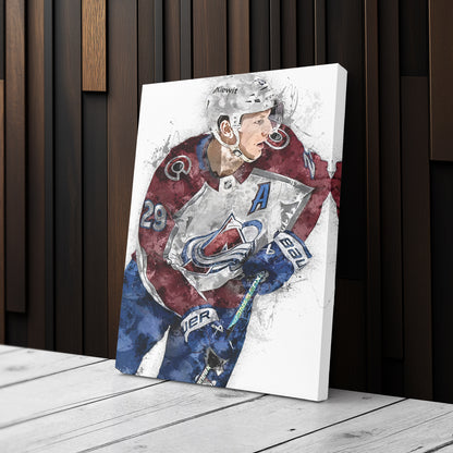 Nathan MacKinnon Canvas Art – Colorado Avalanche Wall Decor