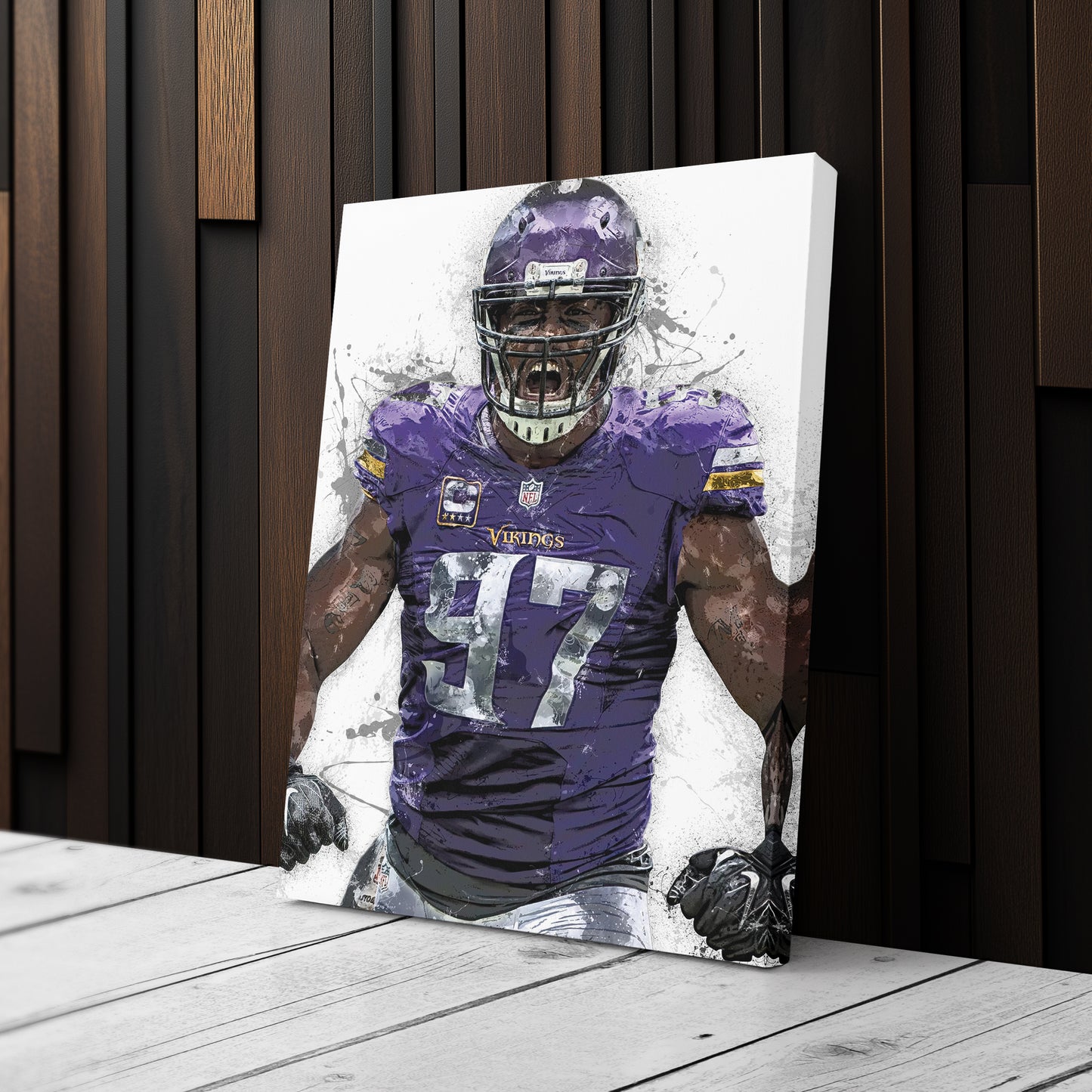 Everson Griffen Canvas Art – Minnesota Vikings Wall Decor