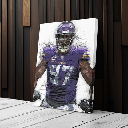 Everson Griffen Canvas Art – Minnesota Vikings Wall Decor