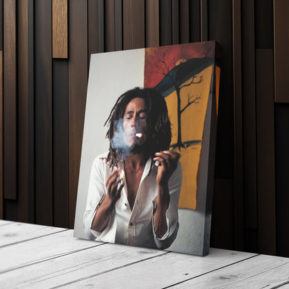 Bob Marley Smoking Canvas – Reggae Wall Art for Home Decor