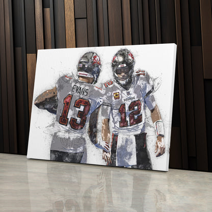 Mike Evans & Tom Brady Canvas Art – Tampa Bay Buccaneers Wall Decor