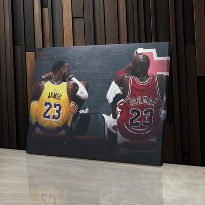 Michael Jordan & LeBron James Canvas – Lakers vs Bulls Wall Art