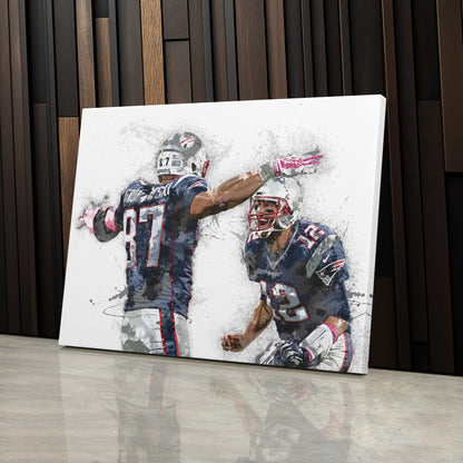 Tom Brady & Rob Gronkowski Canvas Art – New England Patriots Wall Decor