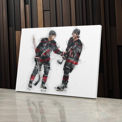 Sebastian Aho & Andrei Svechnikov Canvas Art – Carolina Hurricanes Wall Decor