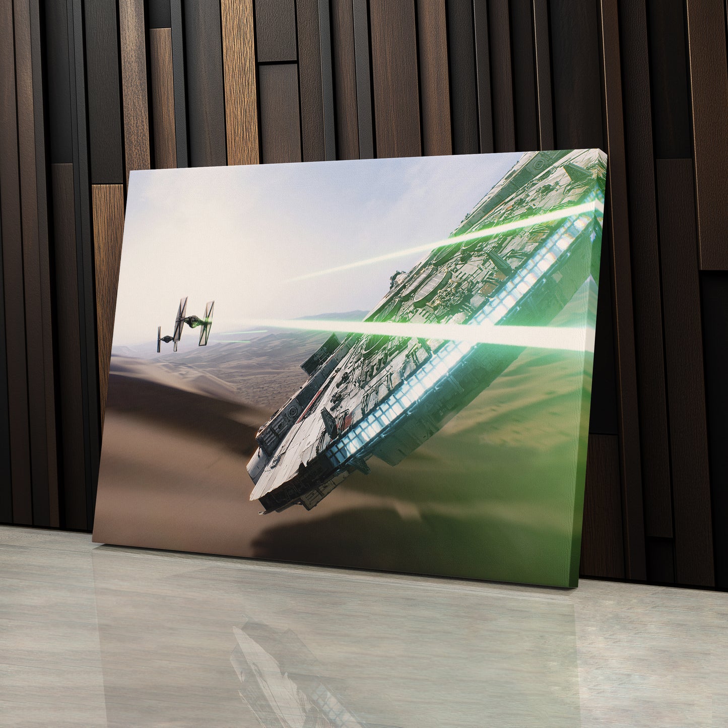 Star Wars Millennium Falcon Tie Fighter Canvas Art - The Force Awakens