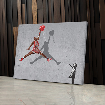 Michael Jordan Banksy Balloon Girl Canvas Art - NBA Street Art Decor