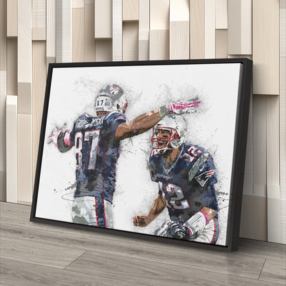 Tom Brady & Rob Gronkowski Canvas Art – New England Patriots Wall Decor