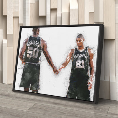 Tim Duncan & David Robinson Canvas Art – San Antonio Spurs Wall Decor